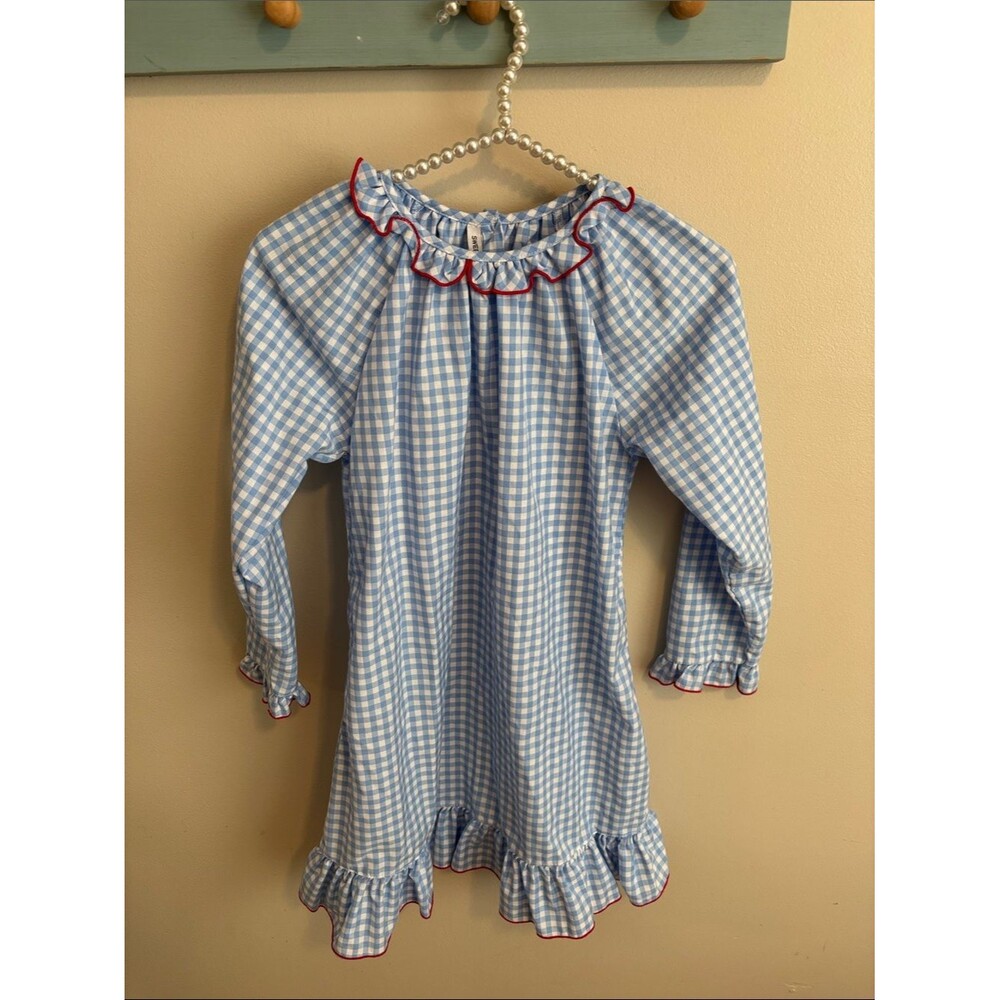 Sweet Dreams Light Blue and White Gingham nightgown size 8